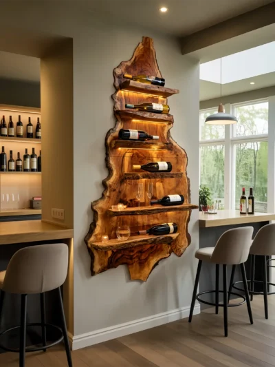 Modern Wooden Wine Rack For Bar Decor And Display Storage